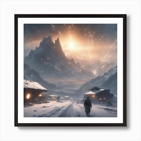 Snowy Mountain Scene Art Print