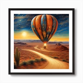 Hot Air Balloon In The Desert Art Print