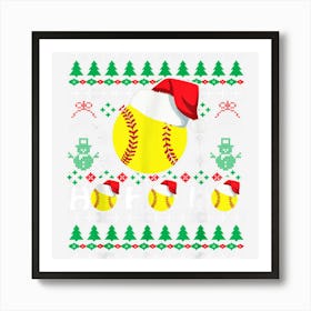 Ho Ho Ho Softball Ugly Christmas Sweater Santa Hat Gifts Boy Art Print