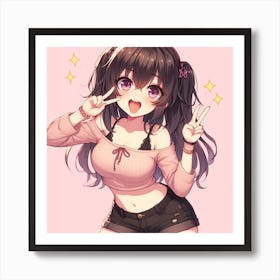 Anime Girl brunette Art Print