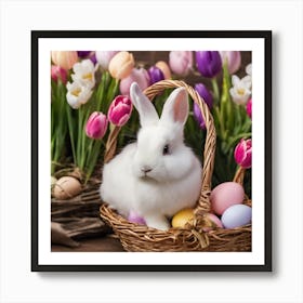 Easter Bunny In Basket 6 Art Print