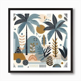 Scandinavian style, Summer tropical pattern with palm trees Art Print