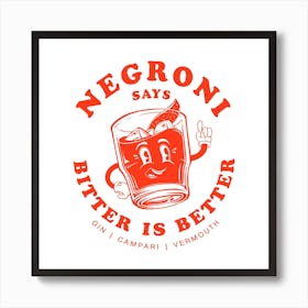 Negroni Retro Square Art Print