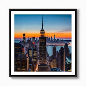 New York City At Sunset Art Print