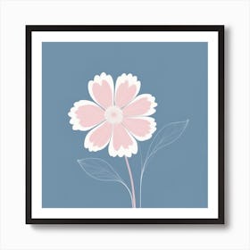 A White And Pink Flower In Minimalist Style Square Composition 26 Art Print