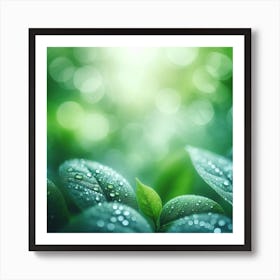 Raindrops on Leaves 2 Art Print