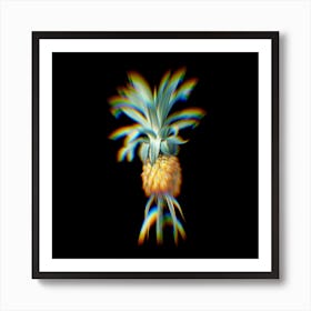 Prism Shift Pineapple Botanical Illustration on Black n.0083 Art Print
