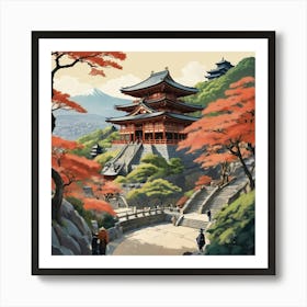 Kiyomizu Dera Temple Japan Vintage Travel Art Art Print 4 Art Print