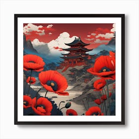 Poppies In The Mountains Art Print