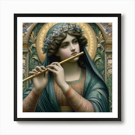 Virgin And The Flute Art Print