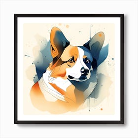 Corgi Portrait 3 Art Print