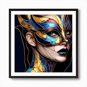 Girl In Masquerade - Stain Glass Inlay - 1 Of 6 Art Print