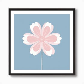 A White And Pink Flower In Minimalist Style Square Composition 563 Art Print