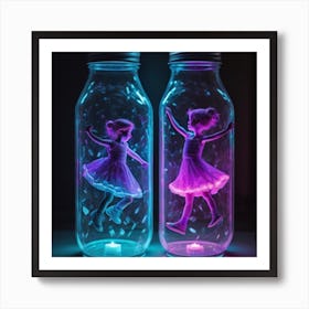 Two Girls In A Bottle Art Print