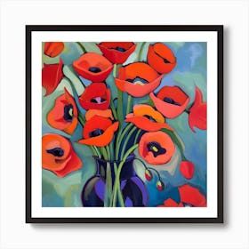 Poppies In A Vase 3 Art Print