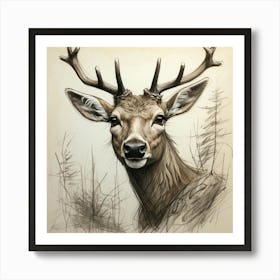 Deer Head 36 Art Print