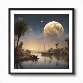 0 Big Moon On Nile Esrgan V1 X2plus Art Print
