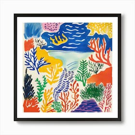 Seaside Doodle Matisse Style 1 Art Print