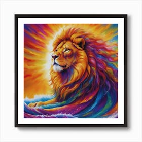 Lion In The Ocean Art Print