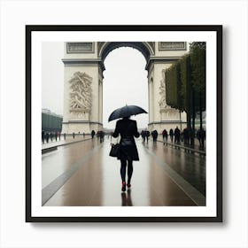 Femme Marchant Dans Paris Un Jour De Pluie 4 Art Print