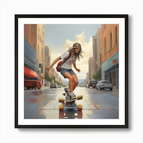 Skateboarder Art Painting 1 Art Print