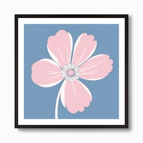 A White And Pink Flower In Minimalist Style Square Composition 318 Art Print