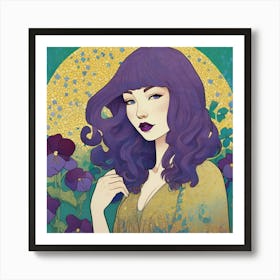 Girl With Purple Hair 4 Art Print