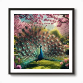 Peacock In The Garden Art Print