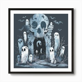 Ghosts And Bats Art Print