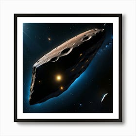 Yellow blue alien artifical asteroid floating in space 8 Art Print