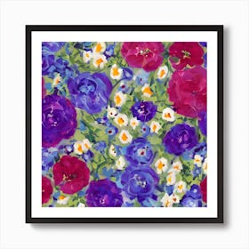 Purple And Blue Flowers Art Print