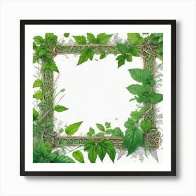 Frame With Green Leaves 13 Art Print