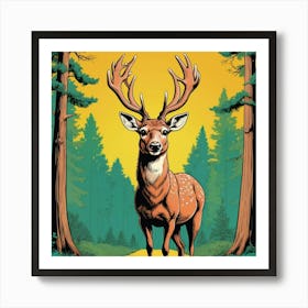 Deer In The Woods 7 Art Print