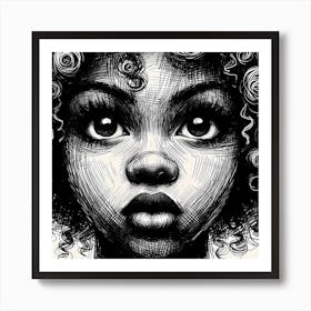 Portrait Of A Girl With Curly Hair Art Print