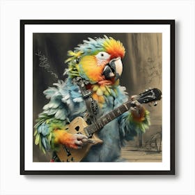 Parrot Playing Guitar 5 Art Print