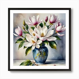 Magnolias In A Vase Art Print