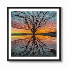 Tree At Sunset Art Print