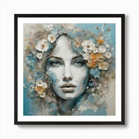 Woman With Flowers Art Print