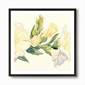 White Flowers 1 Art Print