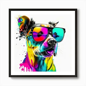 Colourful Dog Sunglasses (11) Art Print