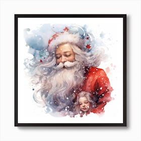 Santa Claus And Little Girl Art Print