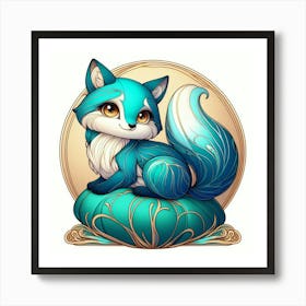 Nouveau style a little blue fox Art Print