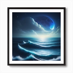 Moonlight Over The Ocean Art Print