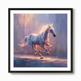 White Horse Running 2 Art Print