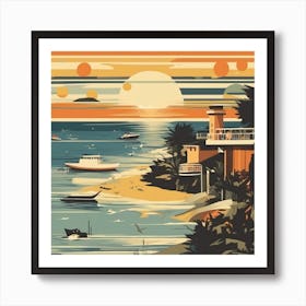 Sunset At The Beach Art Print