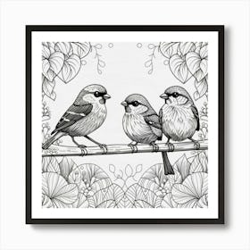 Birds On A Branch Art Print