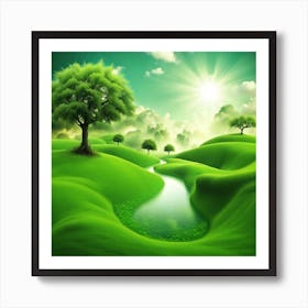 Green Landscape With Trees 1 Art Print