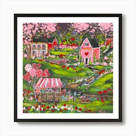 Love Village Flat Art Print