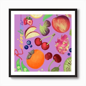 Rainbow Array Of Foods Square Art Print