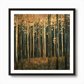 Golden Birch Forest 1 Art Print